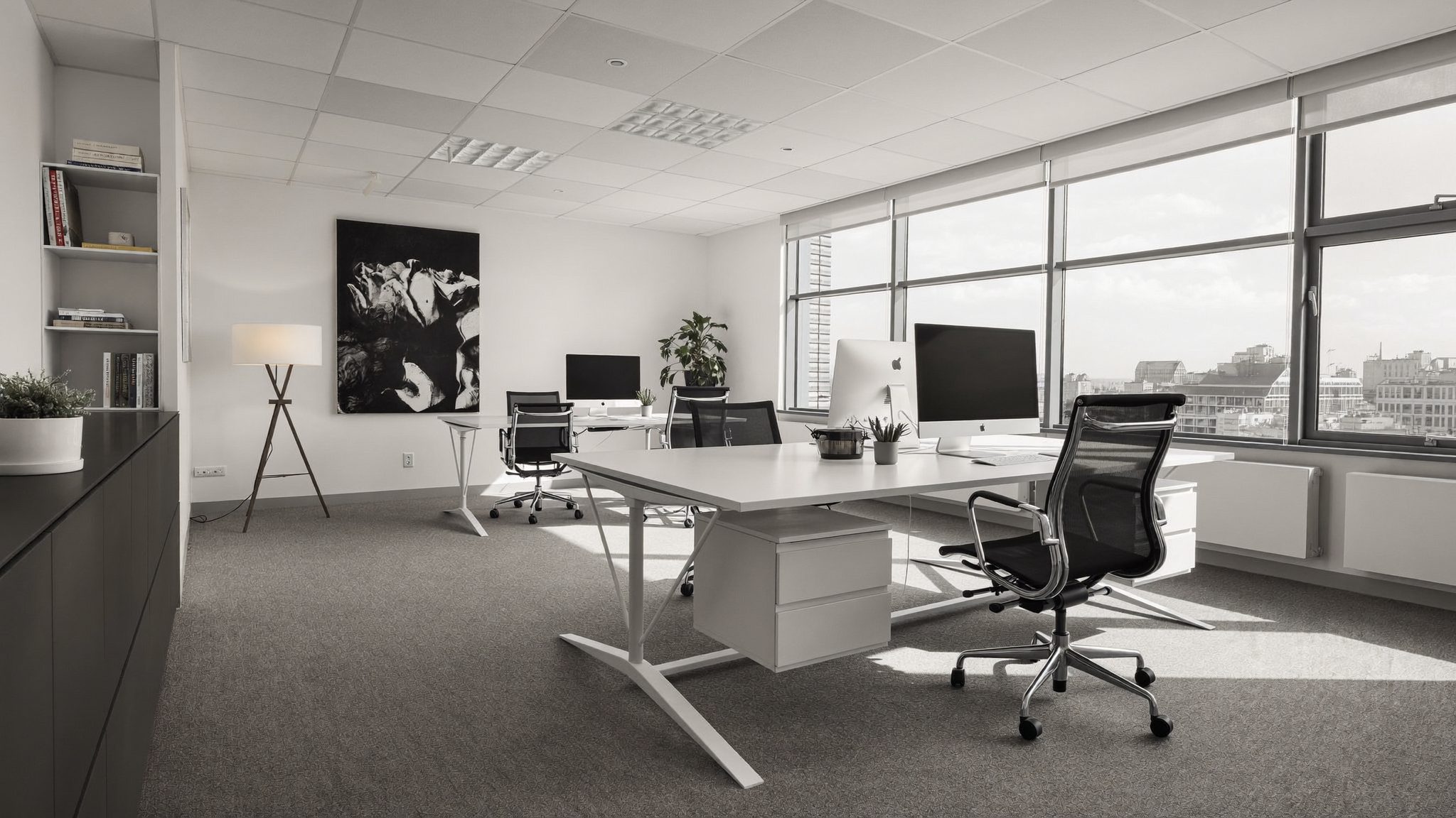 Interior of a small financial office reception